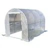 A white greenhouse with a clear plastic cover and an open door. Produktbild-Vorschau