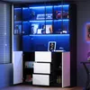 Merax LED-Glasvitrine, Küchenschrank mit 3 Glastür, 2 Produktbild-Vorschau 4