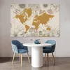 MuchoWow® Poster Weltkarte - Gold - Blumen 180x120 cm - Produktbild-Vorschau 5