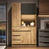 Merax Küchenschrank mit LED und Gewürzregal, Hochschrank Produktbild-Vorschau 7