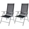 2x Chaises de jardin à dossier haut argent aluminium Voir les images du produit 2