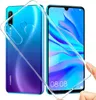 A clear protective case is shown being placed onto a Huawei P30 Lite smartphone. Náhled obrázku produktu