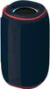 A dark blue portable speaker with a red trim and strap. Produktbild-Vorschau