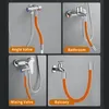 A collage of four images showing different applications of a faucet sprayer extension hose. Náhľad obrázku produktu