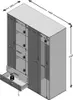 A 3D rendering of a wardrobe with dimensions indicated by callouts and numbers. Produktbild-Vorschau