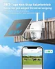 A solar-powered security camera mounted on a wooden structure, with a smartphone displaying a live feed of cows in a field. Náhled obrázku produktu