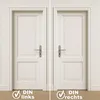 Two white doors with silver handles, one labeled 'DIN links' and the other 'DIN rechts'. Produktbild-Vorschau