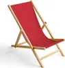 A red fabric deck chair on a white background. Produktbild-Vorschau