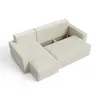 A beige sectional sofa with its storage compartment open, shown from a top-down perspective against a white background. Produktbild-Vorschau