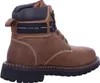 A side view of a brown leather boot with a thick black sole. Anteprima dell’immagine prodotto