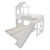 A white bunk bed with a slide and a house-like structure on top. Náhled obrázku produktu