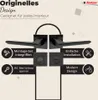 Marketing image showcasing a black door handle set with descriptive text and icons. Produktbild-Vorschau