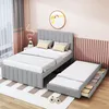 A bedroom scene with a bed and a pull-out trundle bed. Produktbild-Vorschau