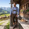 Trachtenlederhose Herren Kniebund Lederhose mit Produktbild-Vorschau 8