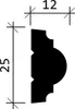 A technical drawing or diagram of a molding profile with dimensions indicated. Anteprima dell’immagine prodotto