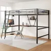 okwish Hochbett 90x200 cm, Bettgestell Metallbett Eisenbett Produktbild-Vorschau 1