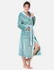 Bellivalini Damen Bademantel lang mit Kapuze und Gürtel Produktbild-Vorschau 4