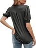 ASKSA Damen T-Shirt V-Ausschnitt PuffäRmel Kurzarm Basic Produktbild-Vorschau 3