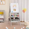 COSTWAY Dětská tabule 3v1, oboustranný stojan s rolí Náhled obrázku produktu 2