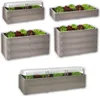 Hochbeet Metall Pflanzbeet Gemüsebeet Stahl Beet Pflanzkasten Blumenbeet Garten Green Stufen Fsc-zertifiziertes Holz Frühbeet Blumenkasten Grau Blumentopf Kasten Einsetzer Ablage Blumen Gemüse Kräuter Folie Balkon Voir les images du produit