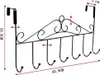 A product image showing a black metal over-the-door hook rack with dimensions indicated by red lines and text. Produktbild-Vorschau