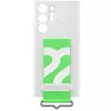 The back of a white phone case with a green and white patterned strap attached. Podgląd zdjęcia produktu