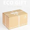 A cardboard gift box with a ribbon and bow design, and a decorative pattern of glasses on the bottom edge. Produktbild-Vorschau