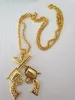 W31008-28 goldfarbig Damen Herren Kette mit 2 Pistolen Produktbild-Vorschau 3