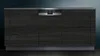 A front view of a built-in dishwasher with a dark wood grain finish and a silver control panel. Produktbild-Vorschau