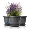 Pot de fleurs BigDean 40 cm avec soucoupe, rond, anthracite Voir les images du produit 2