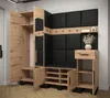 A modern entryway furniture set with wood and black upholstered panels. Náhľad obrázku produktu