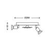 A technical drawing of a ceiling light fixture with dimensions indicated. Náhled obrázku produktu