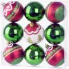 Vianočné Gule ,červeno-zelené s ornamentom -6cm Náhľad obrázku produktu 1