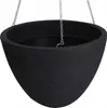 A black hanging planter with a textured exterior and metal chains. Produktbild-Vorschau