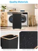 A collage of images showing a laundry basket in a laundry room setting, a close-up of the basket's frame, and a close-up of its water-repellent fabric. Náhled obrázku produktu