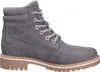 A side view of a gray lace-up boot with a brown sole. Produktbild-Vorschau