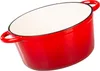 A red enameled cast iron pot is shown at an angle against a white background. Anteprima dell’immagine prodotto