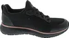 A side view of a single black Skechers sneaker with rose gold accents on the sole. Produktbild-Vorschau