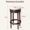 Tabouret de Bar Bois Pivotant Rembourré, Rétro Tabouret Voir les images du produit 8