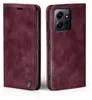 A burgundy flip case for a smartphone is shown from two angles. Produktbild-Vorschau