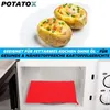 A product image showing a microwave with a red potato bag inside, and baked potatoes on a plate above. Produktbild-Vorschau