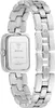 The back of a silver and white Guess watch with a metal band. Produktbild-Vorschau