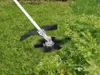 A string trimmer is shown cutting grass and weeds in an outdoor setting. Produktbild-Vorschau