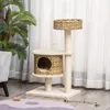 PawHut Tiragraffi in rattan per gatti con tana, altezza 95 Anteprima dell’immagine prodotto 2