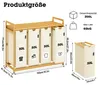 AdelDream Wäschekorb mit Bambusrahmen 200L 4 Fächer Produktbild-Vorschau 7