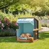 Relaxdays Hundestrandkorb, Rattan, mit Napf, Hundesessel Produktbild-Vorschau 2