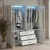 Kleiderschrank 160cm mit 4 Glastüren LED Beleuchtung Produktbild-Vorschau 3