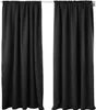 Two black curtains hanging on a curtain rod against a white background. Produktbild-Vorschau