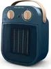 A blue Rowenta ceramic heater with a beige handle is shown against a white background. Voir les images du produit