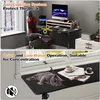 A split image showing a desk setup in the top panel and a cat sleeping on a desk in the bottom panel. Náhled obrázku produktu